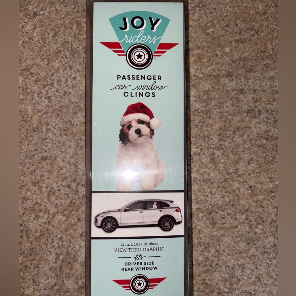Joy Riders Holiday Santa Hat Puppy Passenger Car Window Cling